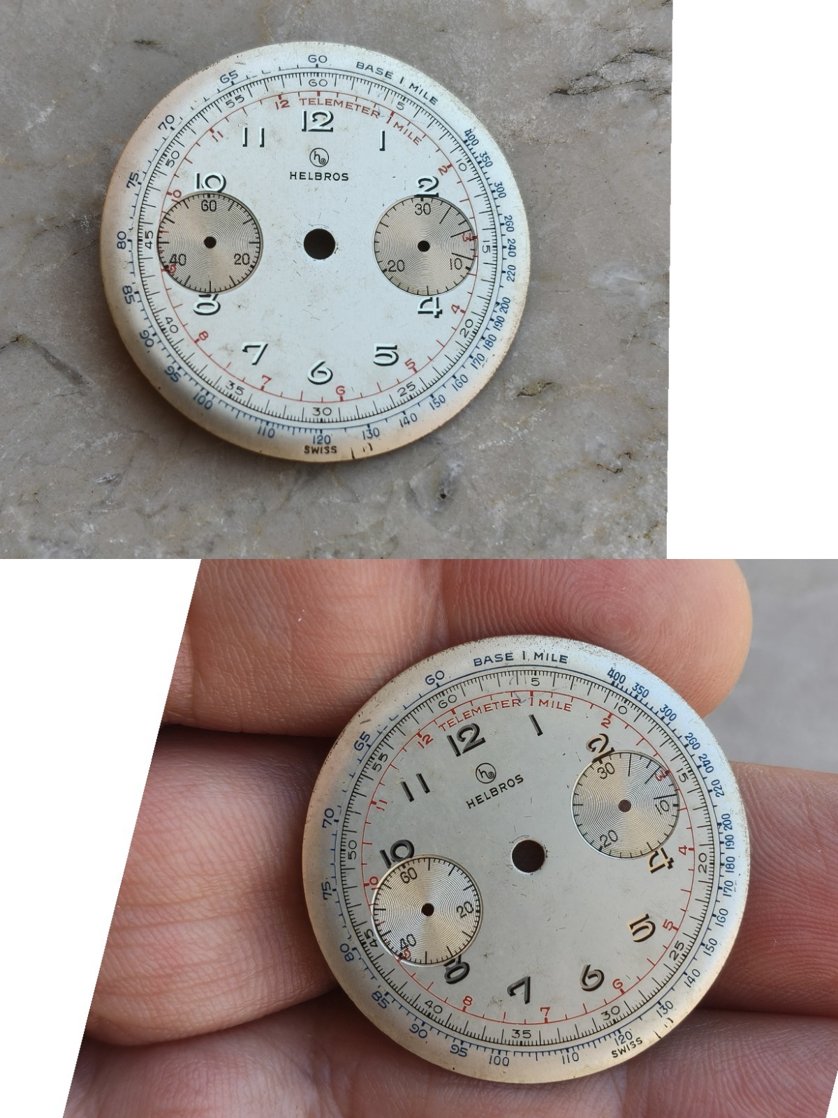 50s HELBROS ORIGINAL CHRONOGRAPH VENUS 175 WATCH DIAL DIAL WATCHES 32mm