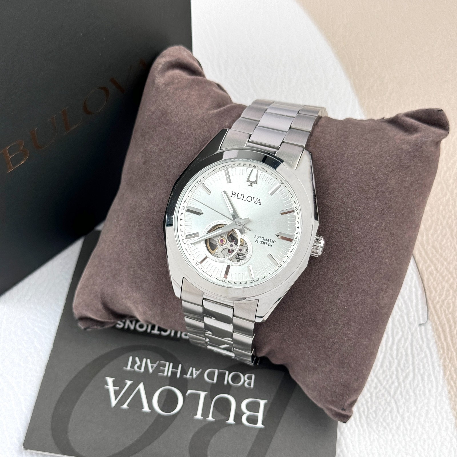 Bulova Classic Surveyor Automatic Silver Dial Stainless Steel Men’s Watch 96A274