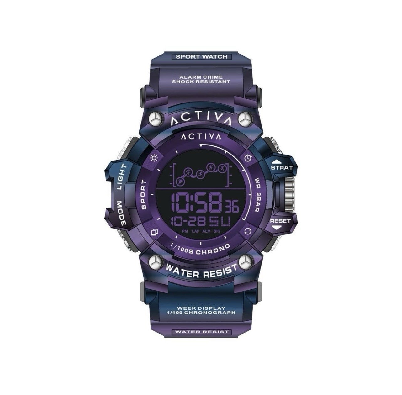 – Activa X InvictaDigital Unisex Watch – 50mm,Iridescent, Purple new