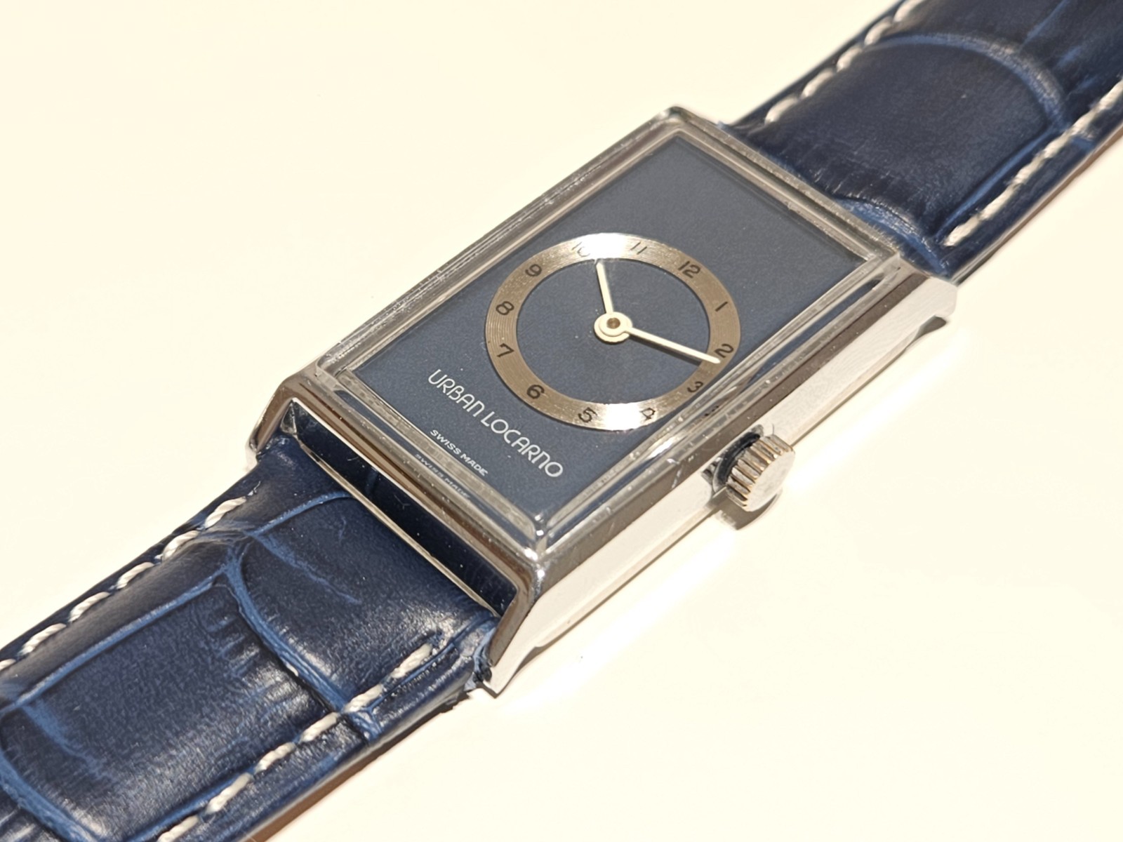 VINTAGE ELEGANT SWISS CHROMED RECTANGLE TANK MEN MECHANICAL WATCH”URBAN LOCARNO”
