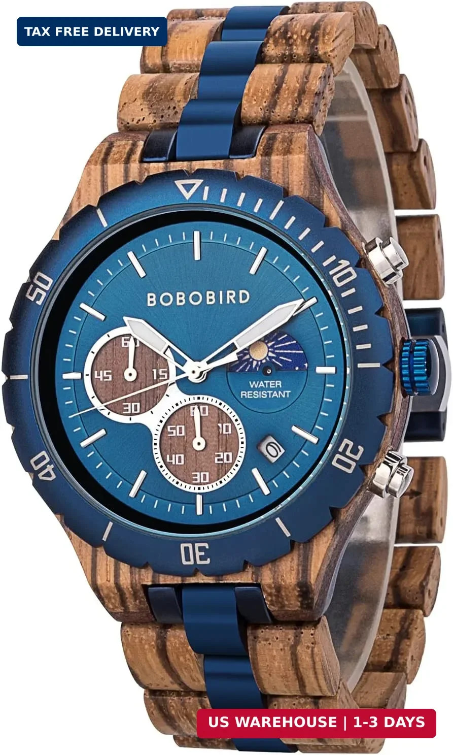 BOBO BIRD Mens Quartz Wooden Watches Stainless Steel Red Sandalwood Alloy Wood W