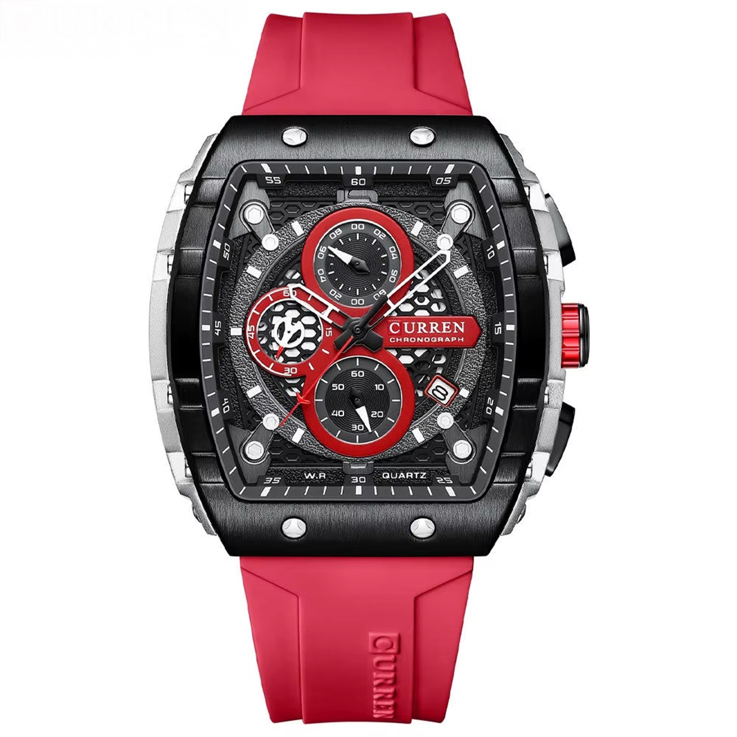 Curren Quartz Chronograph 3ATM Luminous Red Strap Men’s Watch