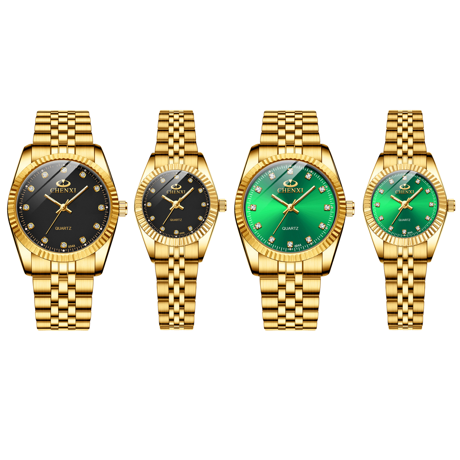 Couples Mens Womens Luxury Gold Stainless Steel Luminous Quartz Watch Wristwatch