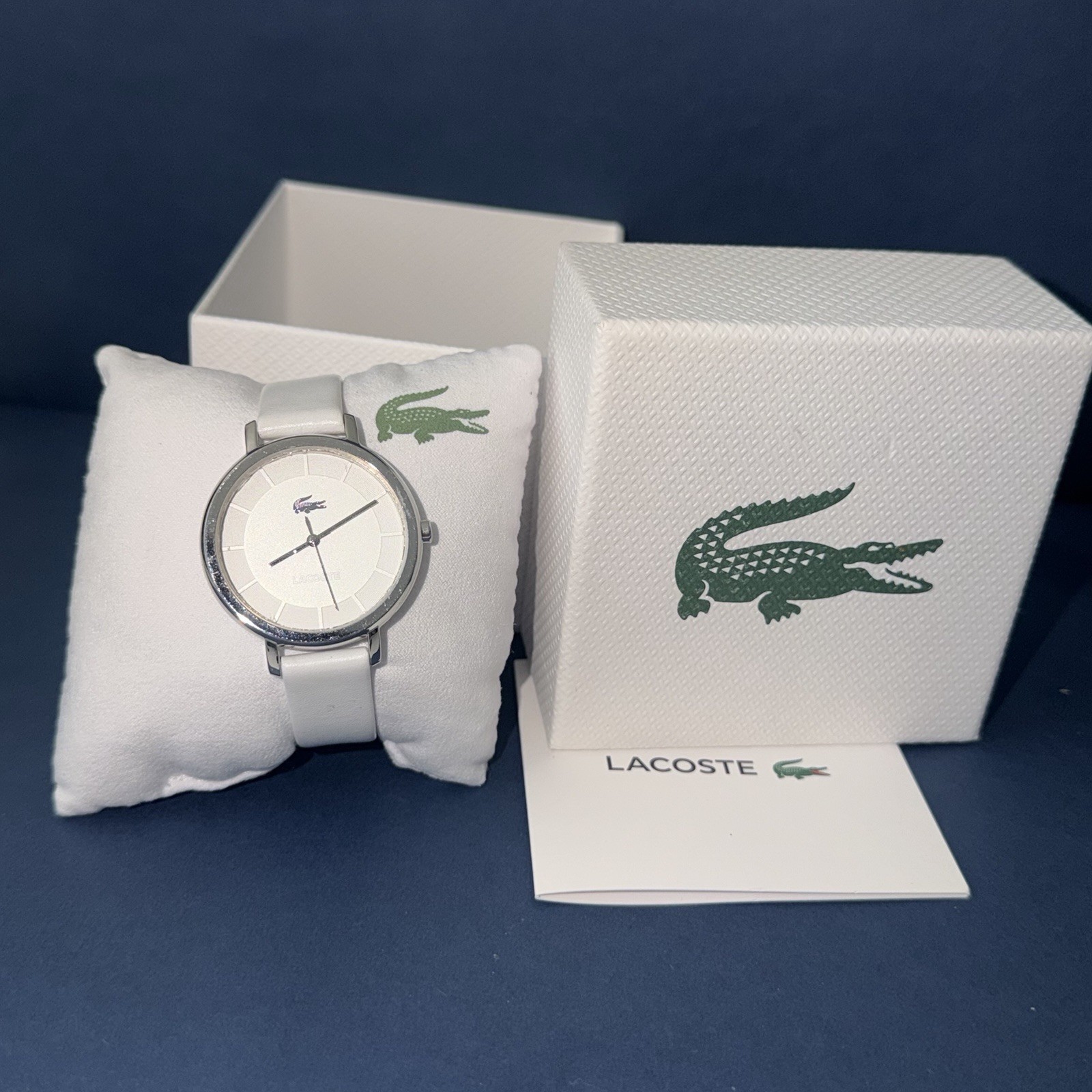 LaCoste Women’s 2000716 Watch White Leather Wristband READ PLEASE