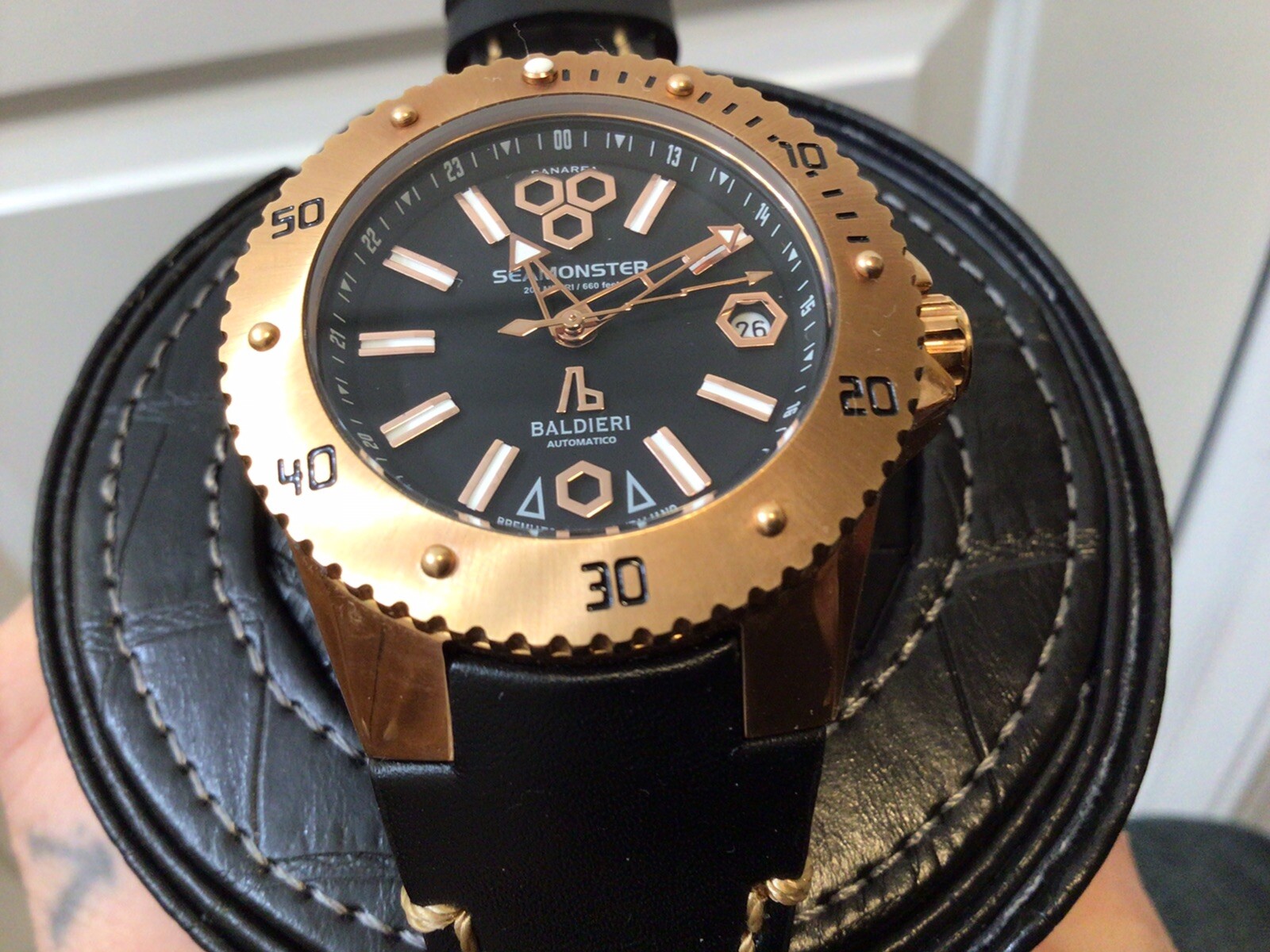 BALDIERI WATCH , LADIES, AUTOMATIC, 38MM, ROSE GOLD SEAMONSTER PANAREA, 20ATM,