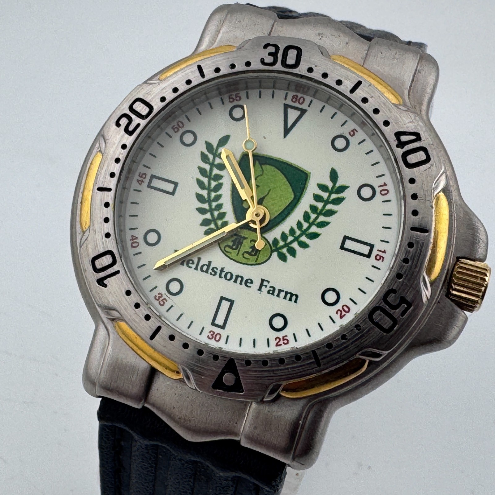 Fieldstone Farm Ocean Star Quartz Watch Men Dual Tone Rotating Bezel New Battery