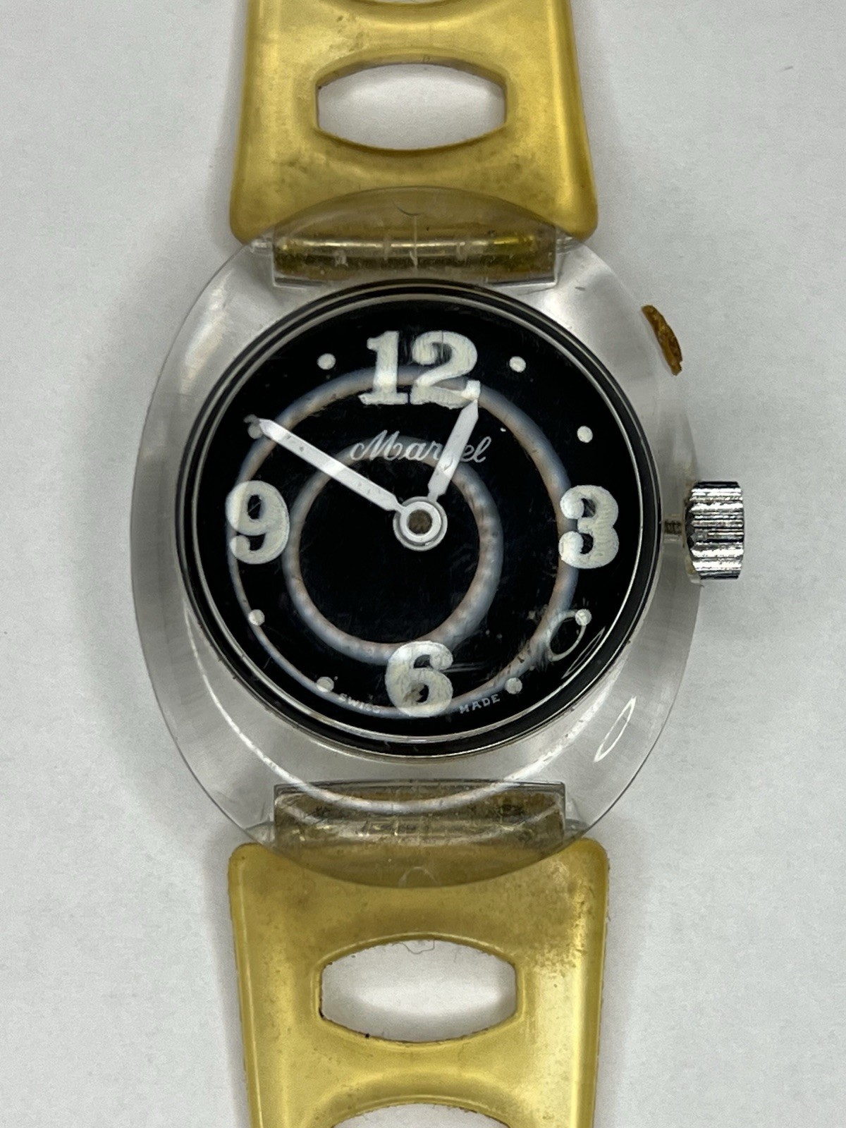 Marcel Mechanical Watch Swiss Mvmt Resin Case Domed Crystal Plastic Strap (597)