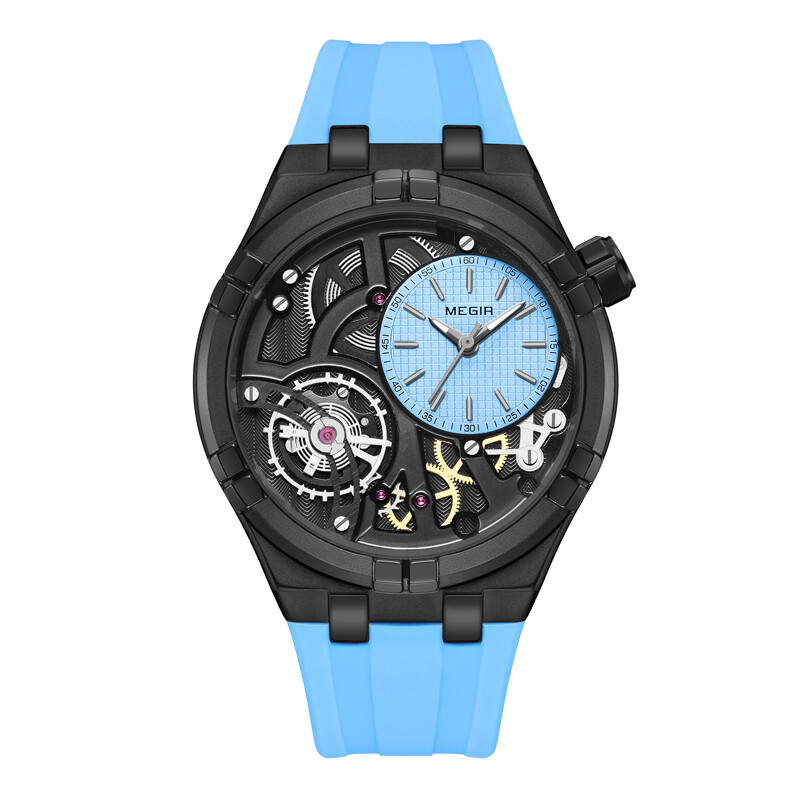 MEGIR Men’s Hollow Out Mechanical Gear Style Luminous Waterproof Quartz Watch