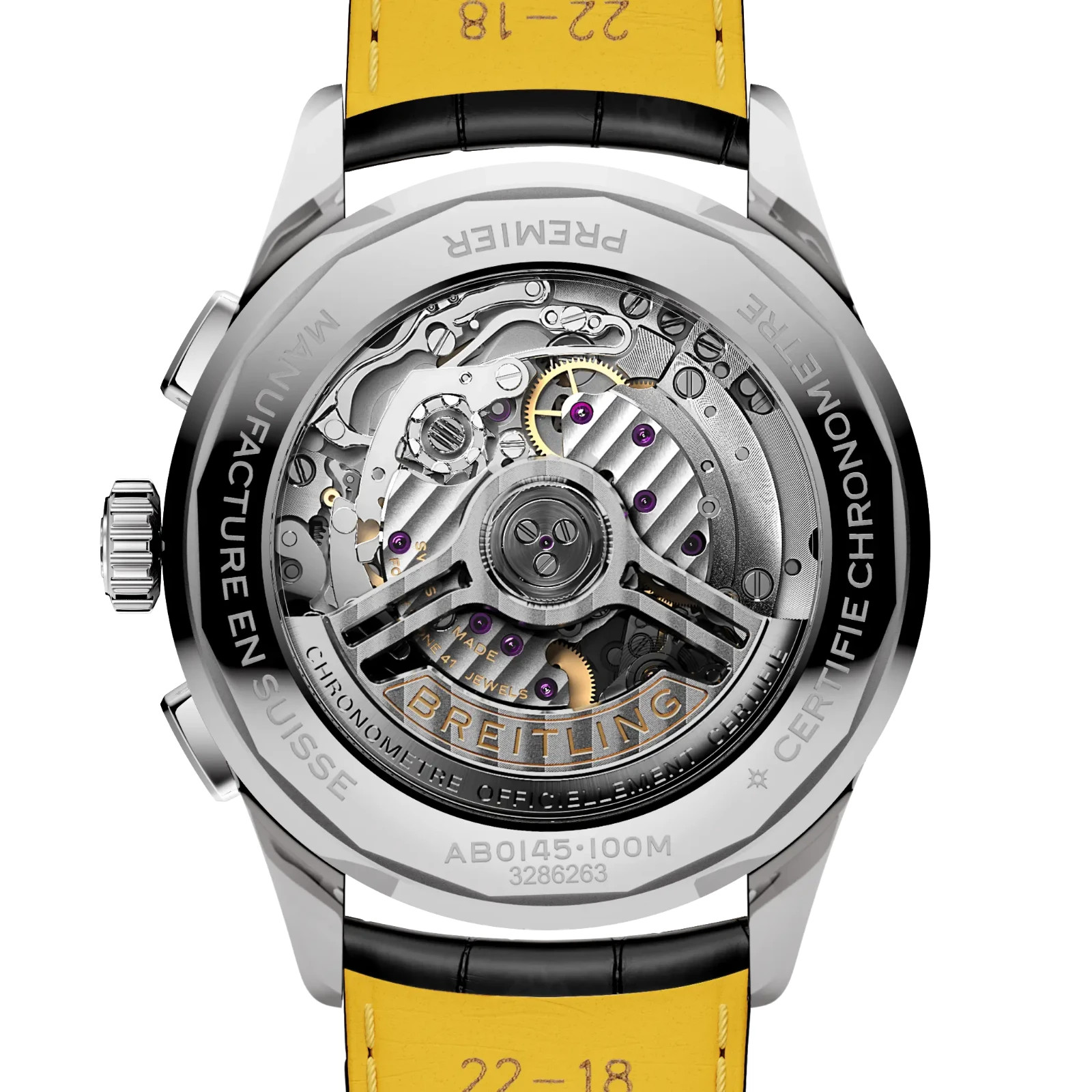 Breitling Premier B01 Chronograph 42 Black Dial Black Alligator AB0145221B1P2