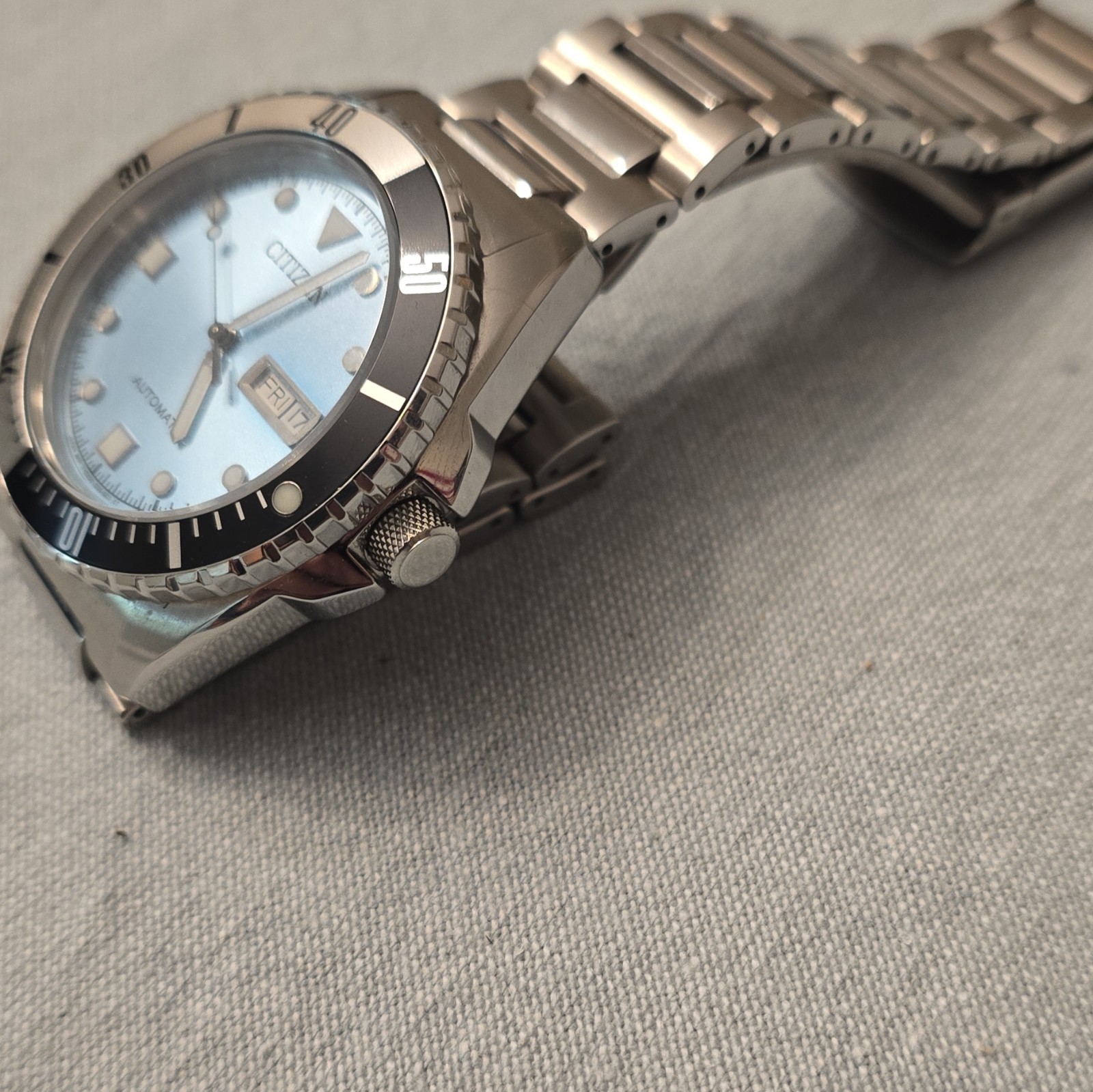 Citizen Men’s Light Blue Automatic Silver Stainless Steel Watch 42 MM NH7530-52L