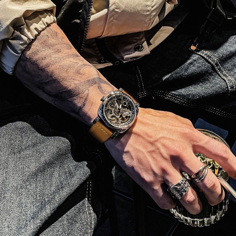 Fully automatic mechanical men’s watch waterproof genuine leather