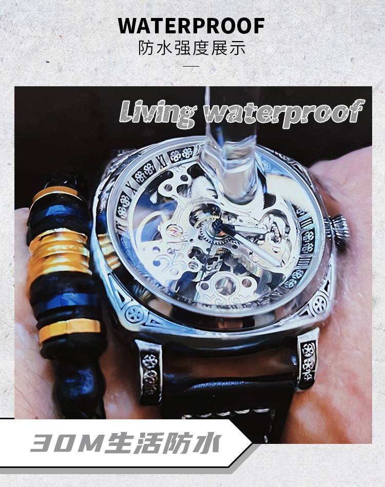 Fully automatic mechanical men’s watch waterproof genuine leather