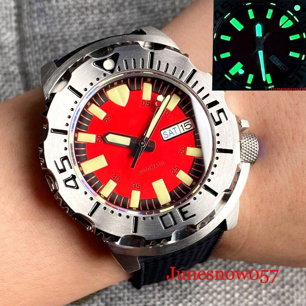 Tandorio Monster Watch 200m Water Resistant NH35 Men Yellow Sterile Dial ARGlass