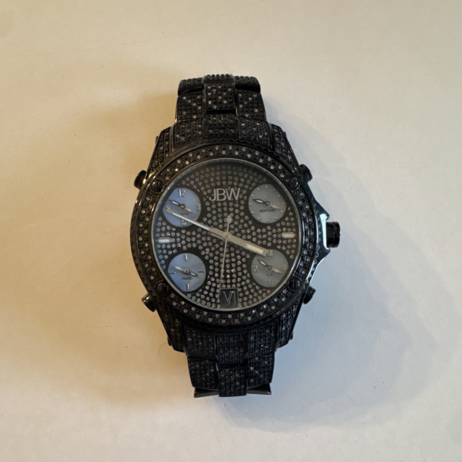 JBW Jet Setter Men’s Diamond Accent Black Stainless Steel Watch 5 ATM