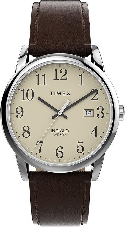 Timex Men’s Watch Easy Reader Quartz Brown Adjustable Leather Strap TW2V68700