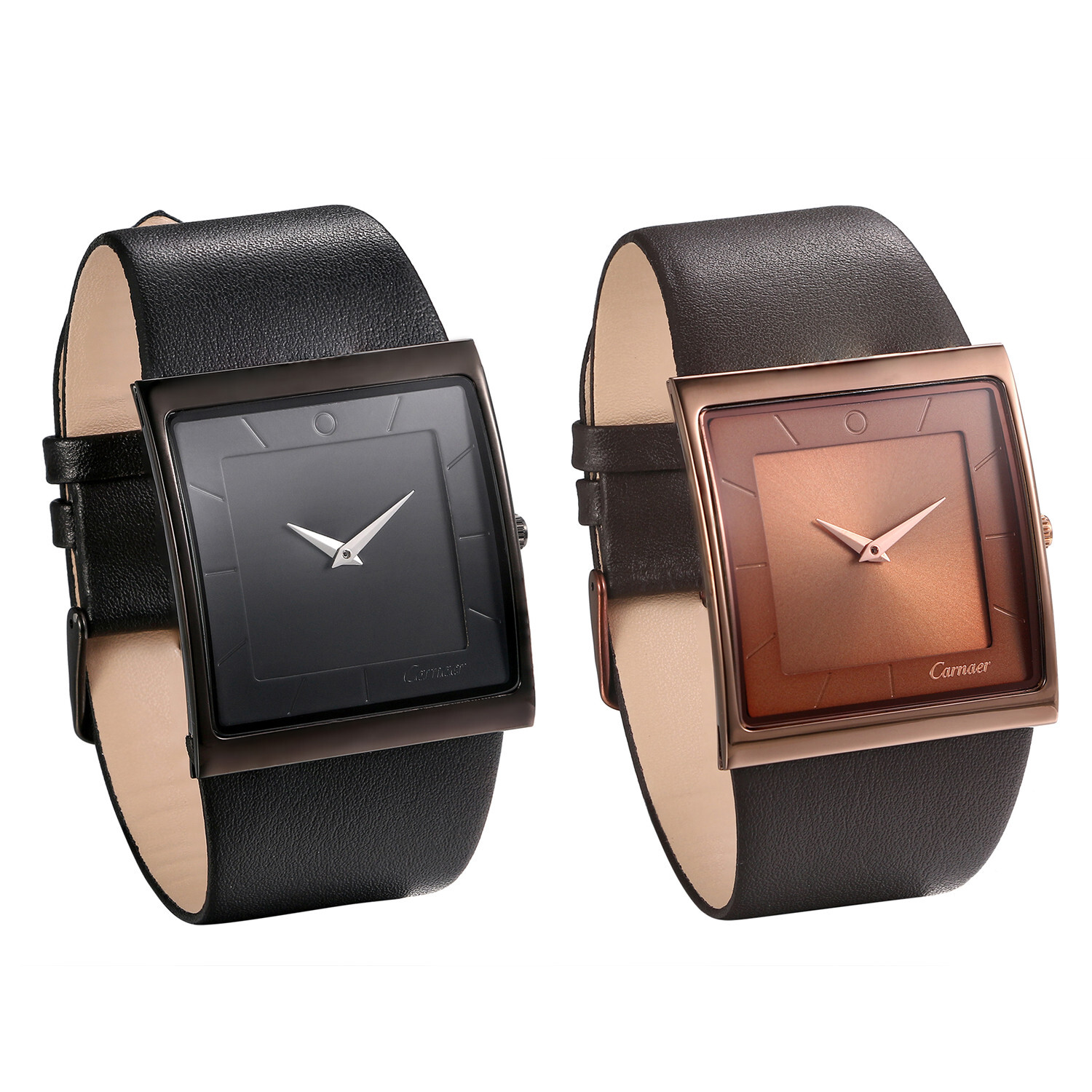 Men’s Simple Casual Leather Strap Square Dial Quartz Analog Wrist Watch Watches