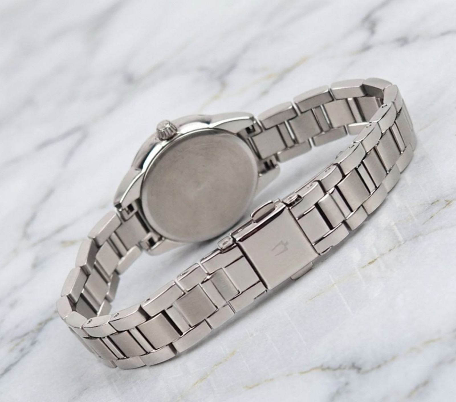 Mens White Dial Quartz Silver Stainless Steel Bulova Watch 40mm Waterproof