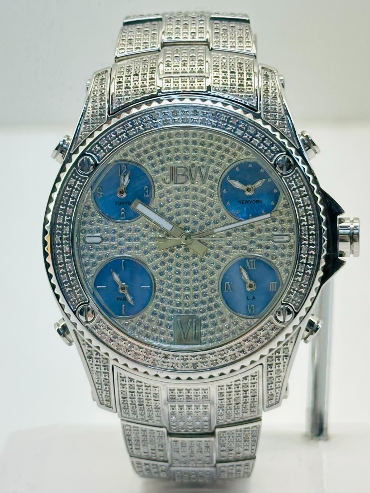 JBW Jet Setter SS Diamond Multi Time-Zone Men’s Watch JB-6213-C #170