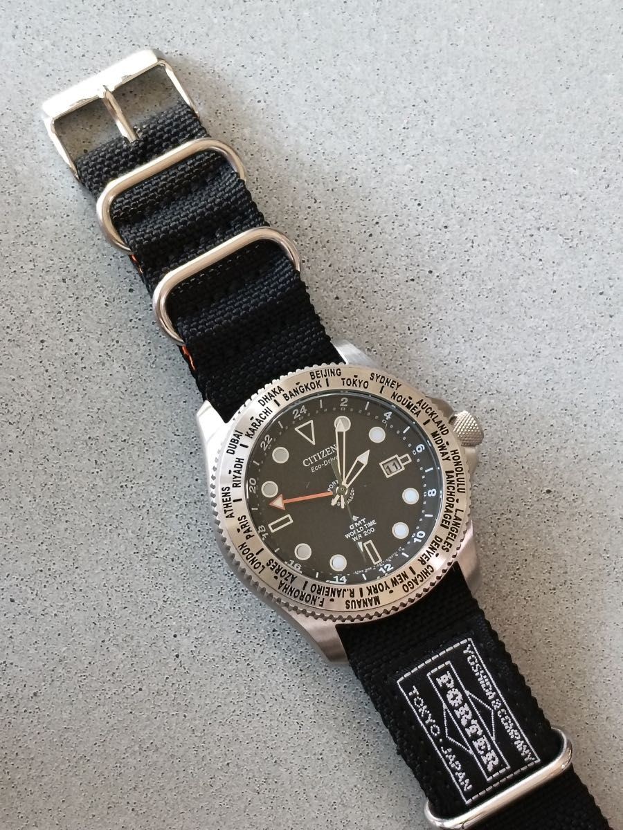 CITIZEN Eco-Drive GMT WORLD TIME WR 200 PORTER Collaboration