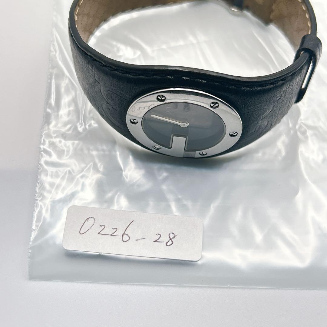 GUCCI 104 G Bangle Watch Stainless Leather Size 6.1-7.1in Black Dial Luxury