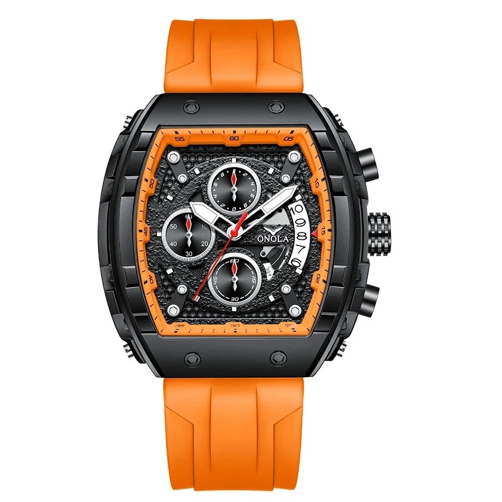 22.5mm Luxury Multifunctional Waterproof Numberless Quartz Silicone Men’s Watch
