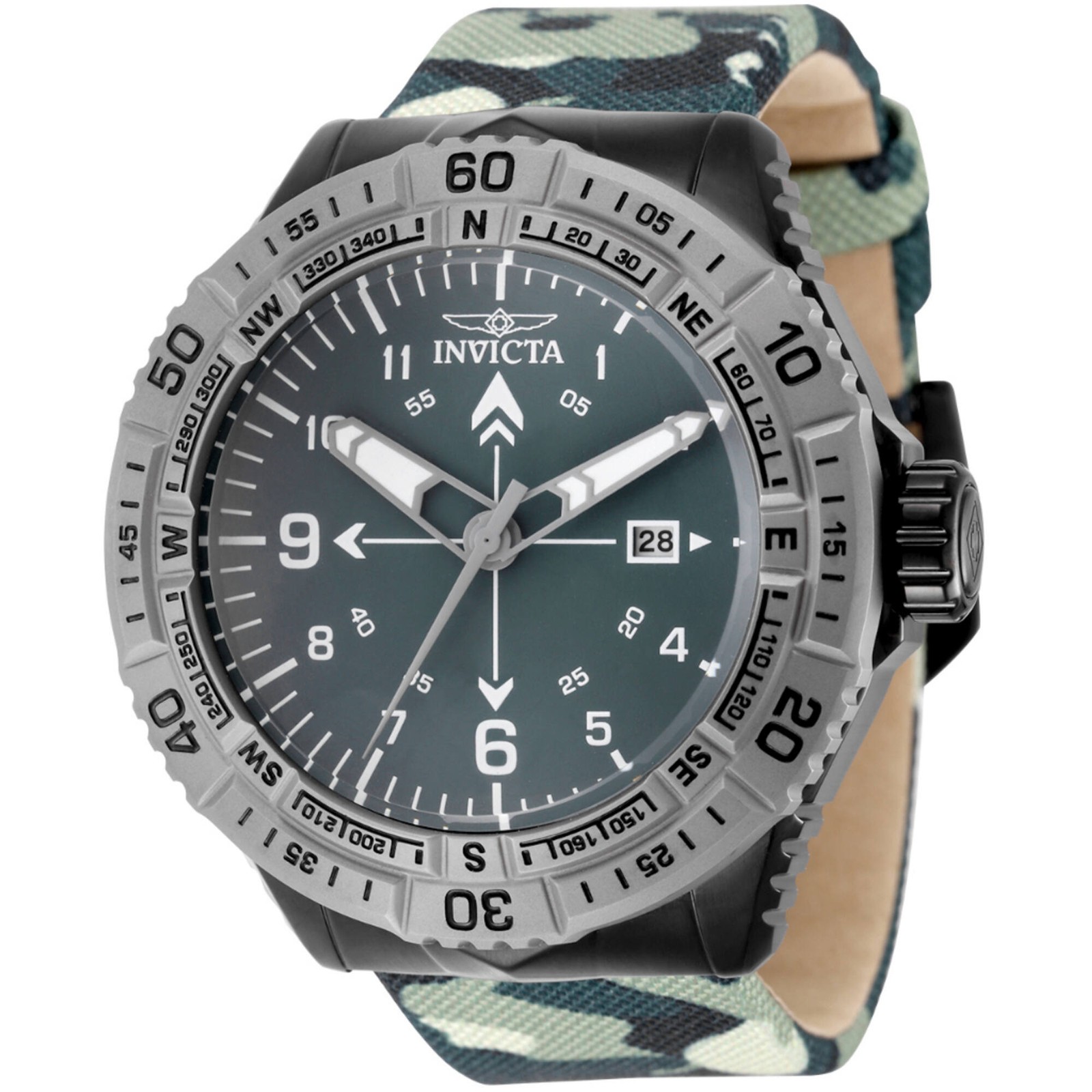 Invicta Men’s Watch Coalition Forces Compass Dark Green Dial Nylon Strap 49510
