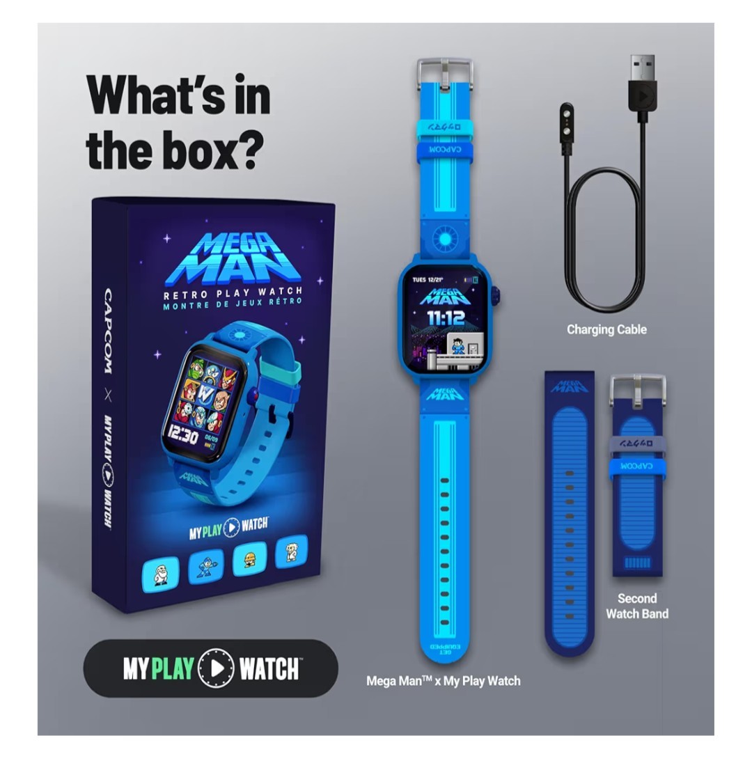 Mega Man Digital Gaming Watch Classic & Arcade Modes Extra Band Included