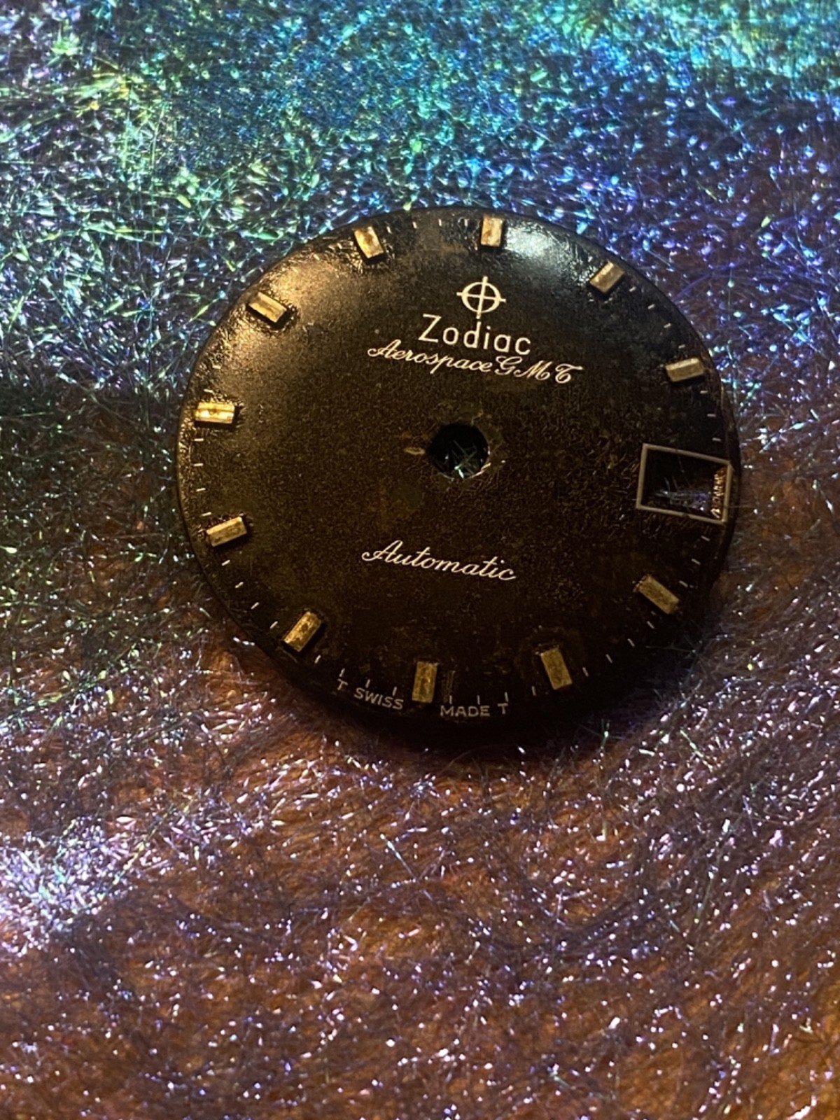 RARE Vtg. Zodiac “Aerospace GMT” Black Calendar Dial!