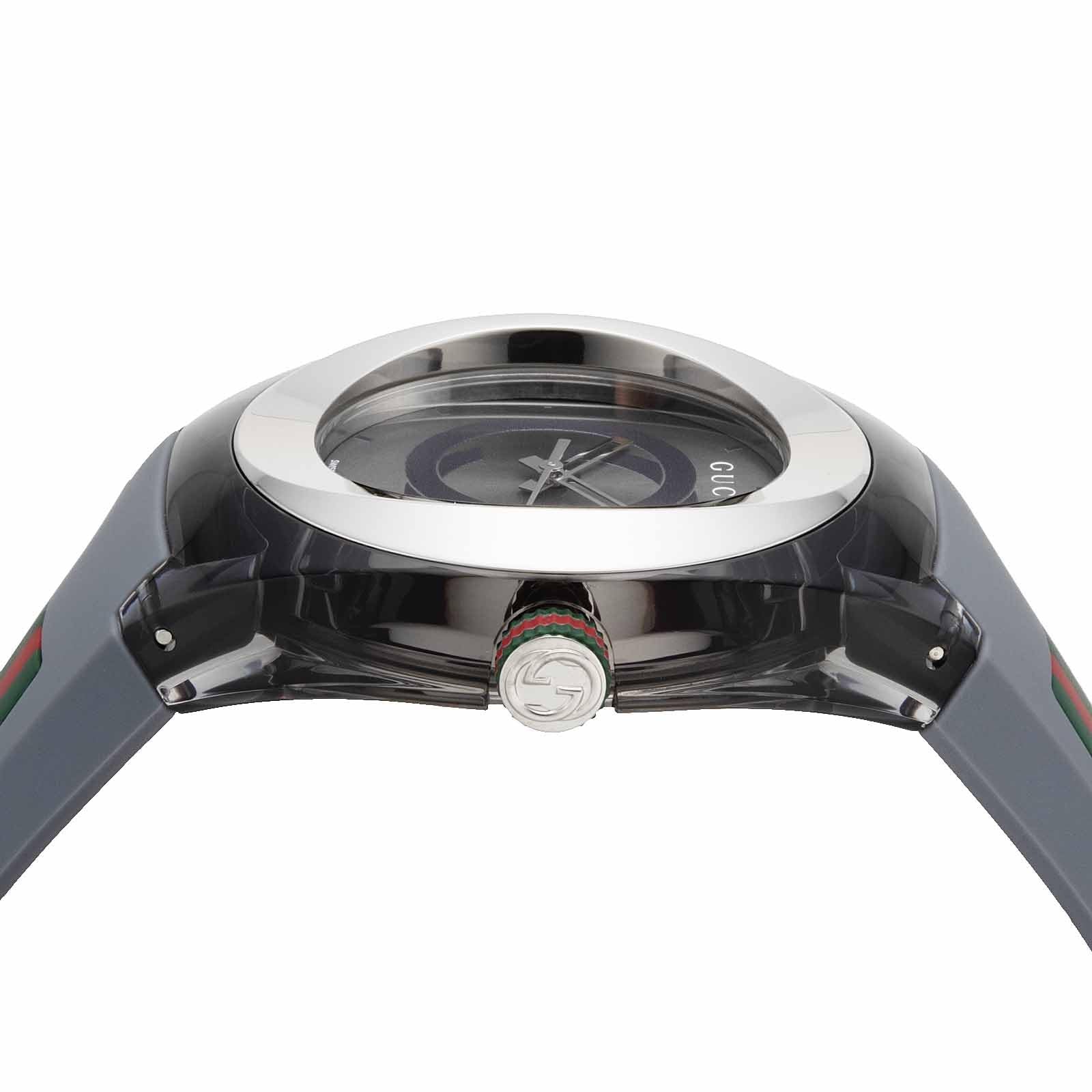 GUCCI SYNC YA137109A Watch Gray Dial Rubber Strap Swiss Quartz 46mm Men’s Outlet