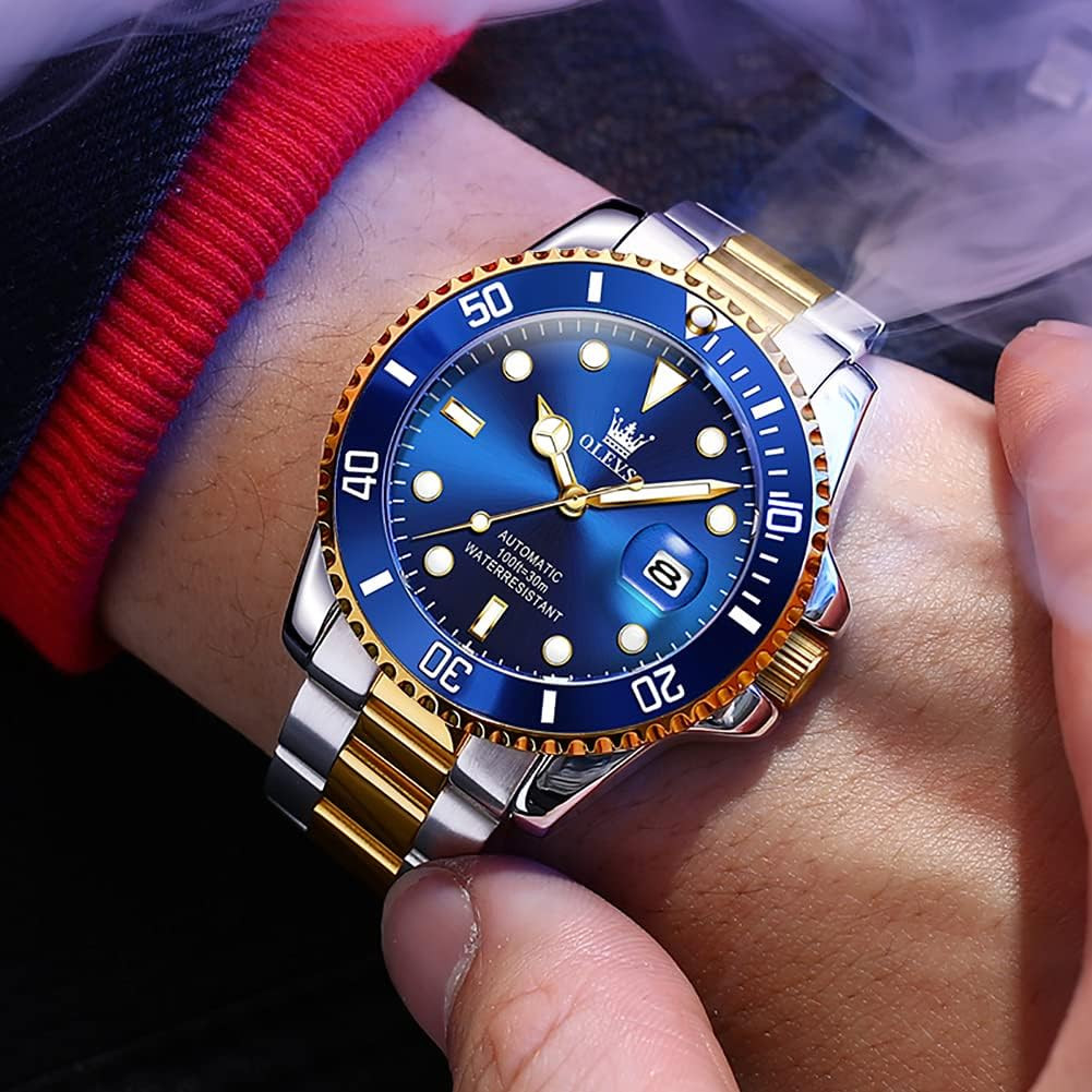 Men’s Waterproof Automatic Watch with Luminous Large Face & Calendar Date