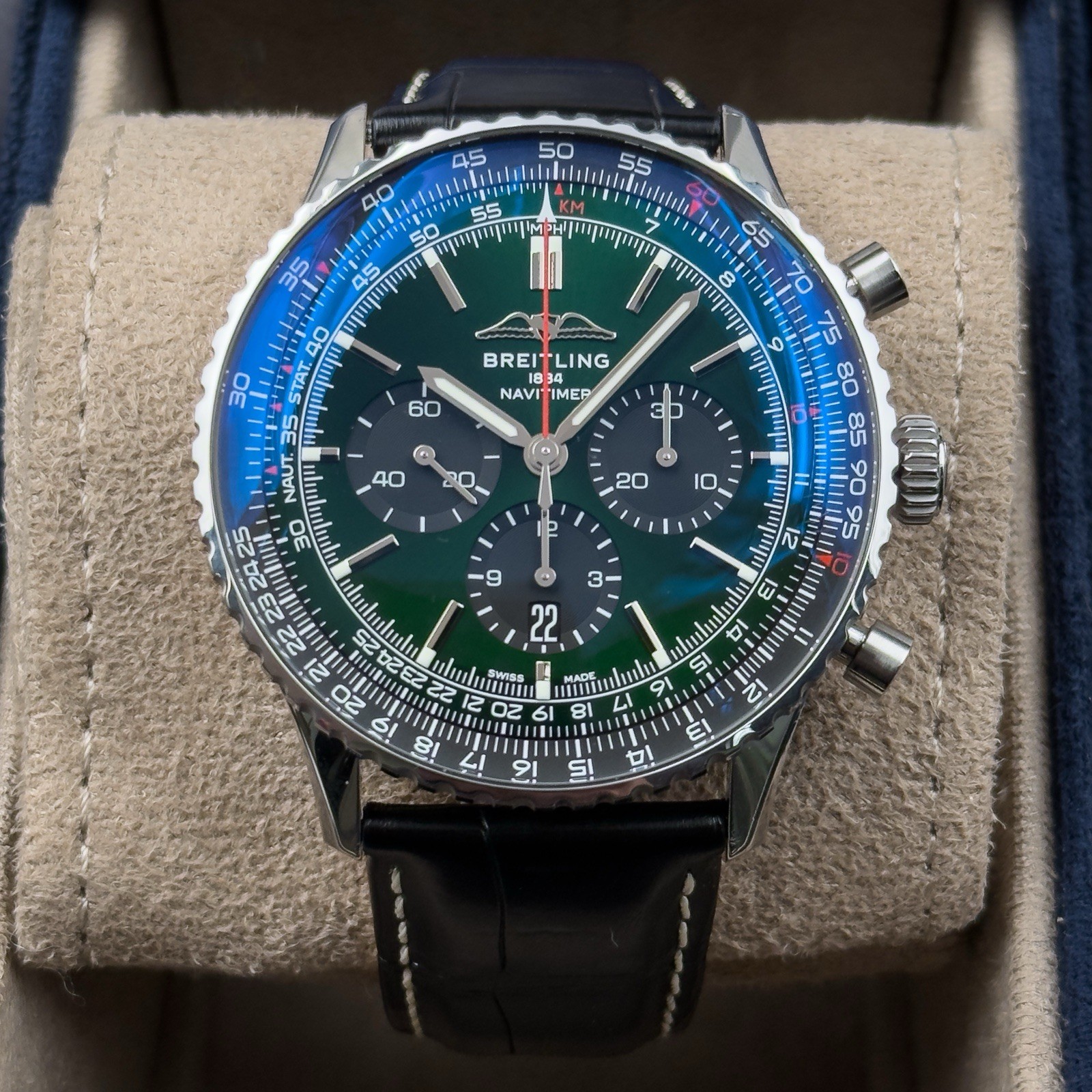 2022 Breitling Navitimer B01 46mm AB0137 Green Dial Under Warranty