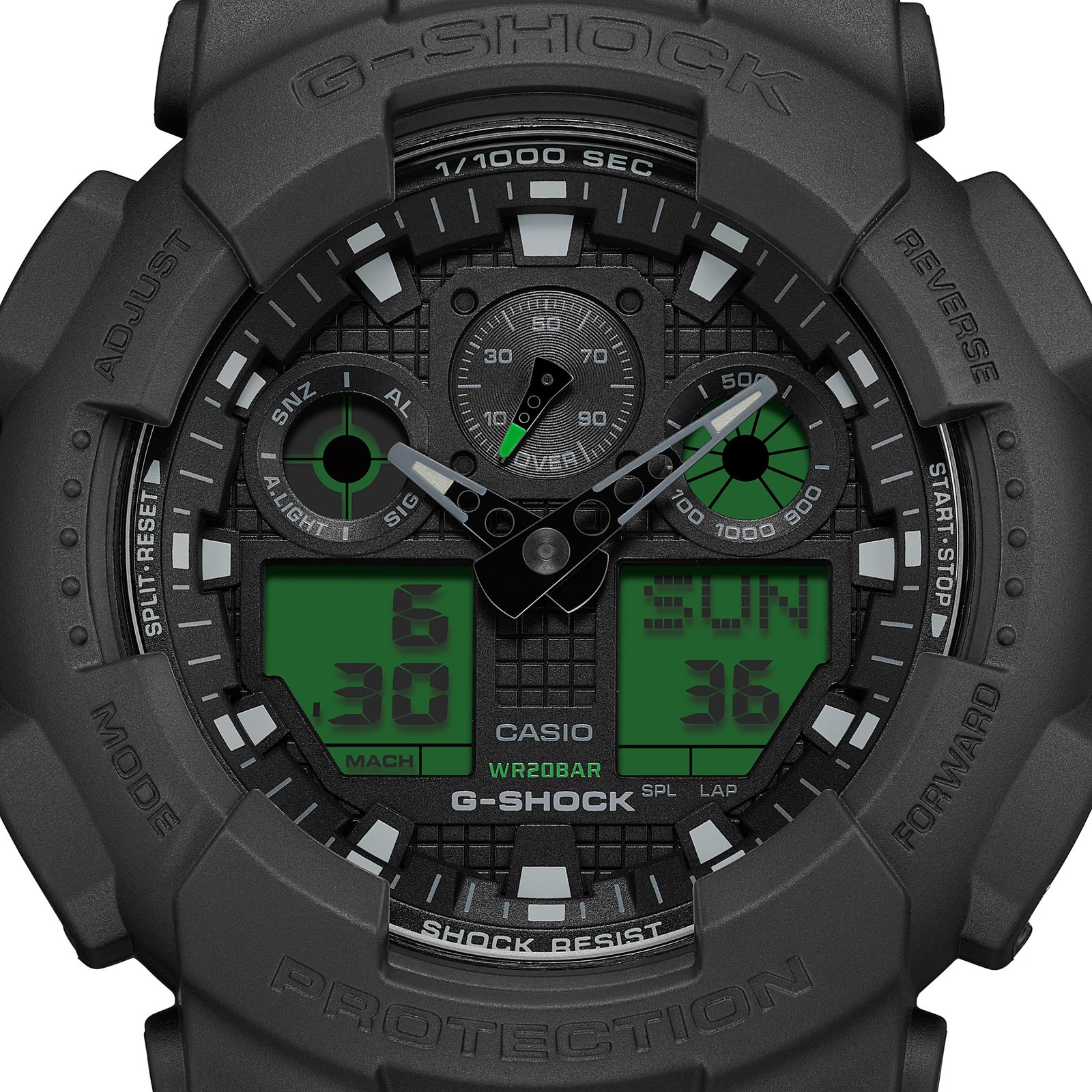 CASIO G-SHOCK GA-100BEG-1AJF Black and Electro Green Analog Digital Watch 51.2mm