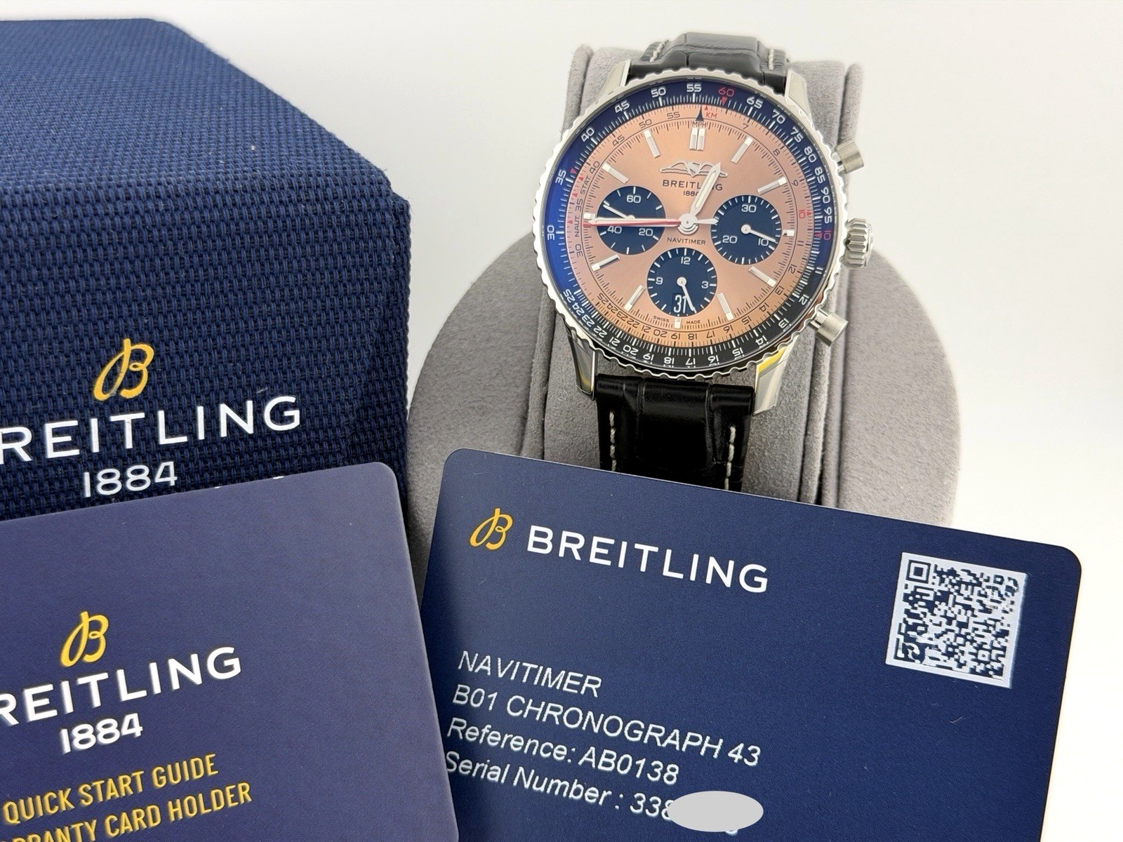 Breitling Navitimer B01 AB0138 43mm Copper Dial Stainless Steel Box Papers