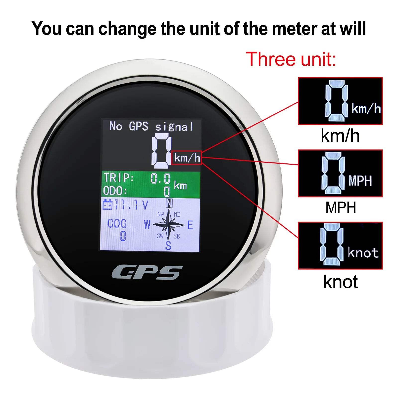 85mm Digital GPS Speedometer Odometer with GPS Antenna TFT Screen Waterproof Vol