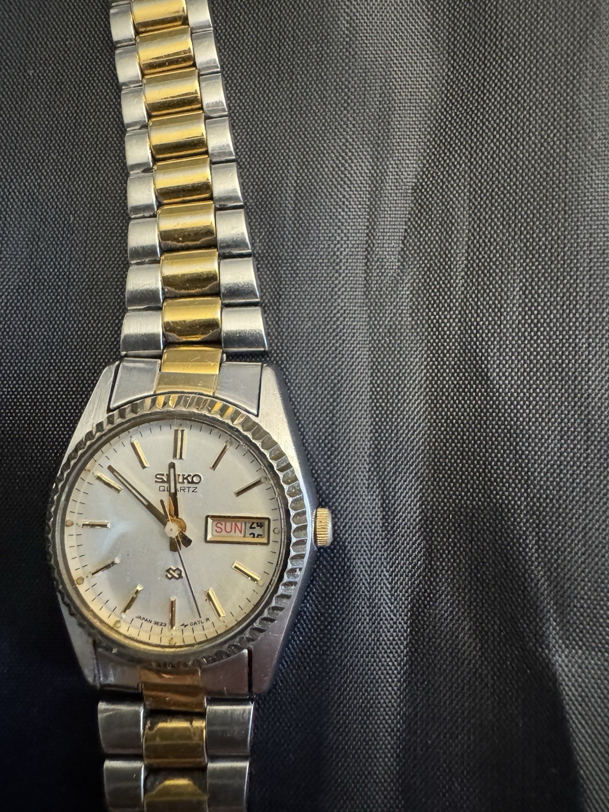 Vintage Seiko 7N83-0041 Womens Watch 23mm Two Tone Day Date New Battery 6.25″