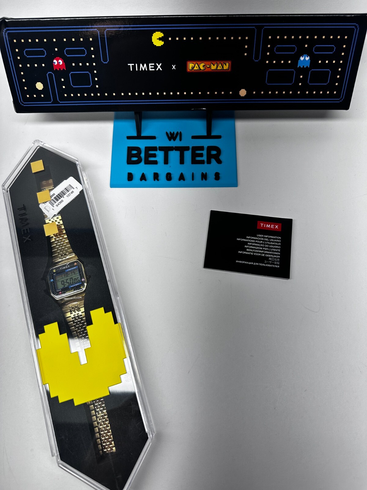 Timex X Pacman Watch T80 Digital Stainless Steel – Gold – TW2U32000 NEW