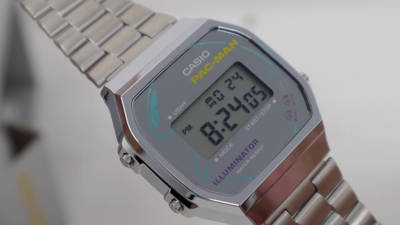 Casio A168WEPC-7A PAC-MAN Collaboration Digital Silver Stainless Steel Watch