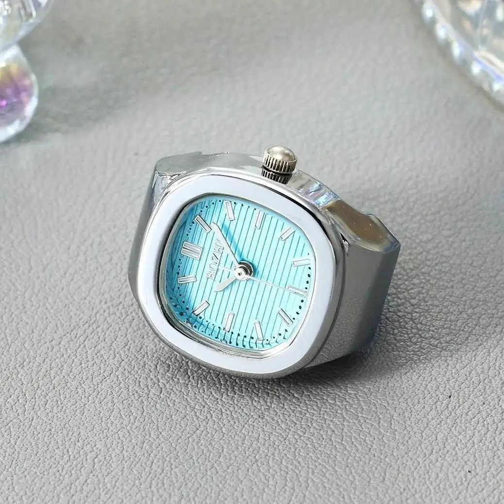 1pc square minimalist fashionable punk watch ring watch pocket watch