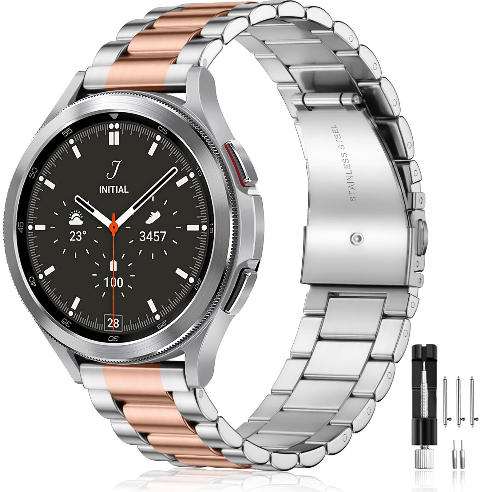 Lerobo Band for Samsung Galaxy Watch 7 6 5 4 Classic 40mm 44mm Steel