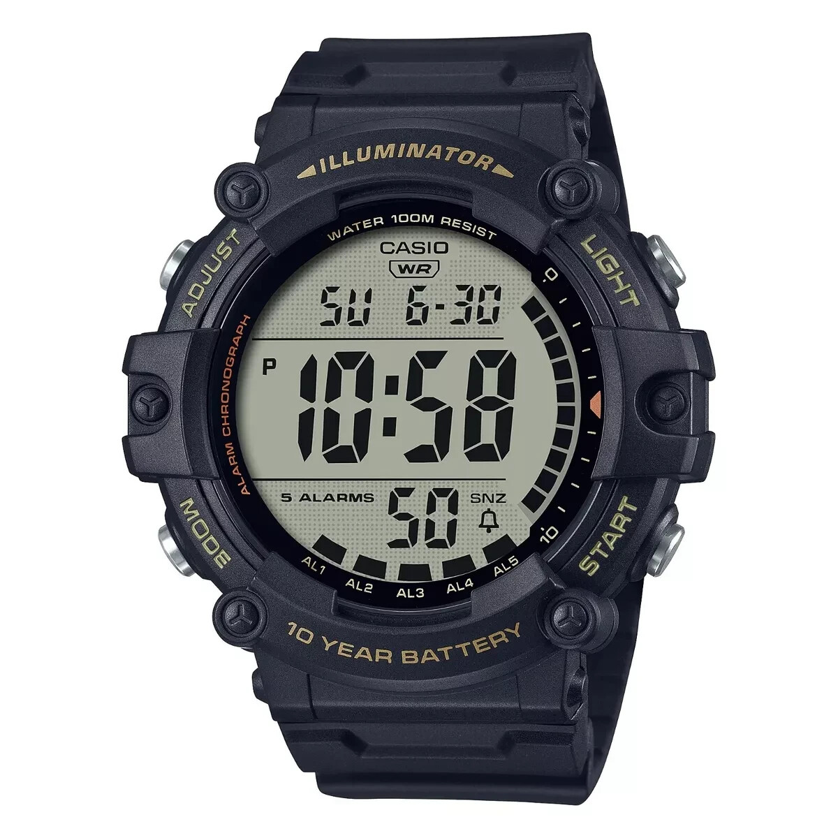 Casio Men’s Quartz Date Indicator Black Resin Band 51 mmWatch AE1500WH-1AV