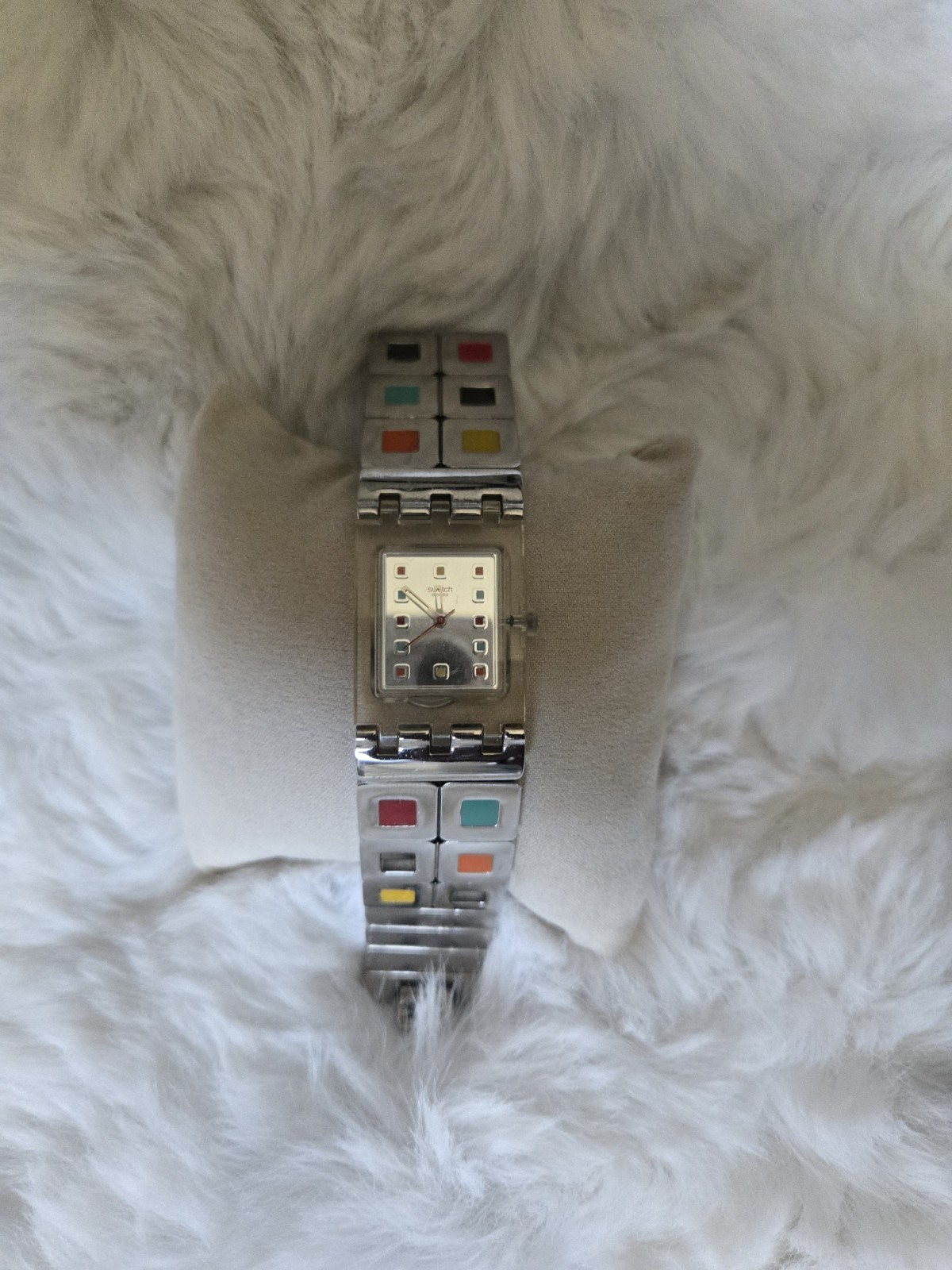 Swatch Full Empty Irony Watch Multicolor Womens 29mm 2002 New Battery 6.5″ a50