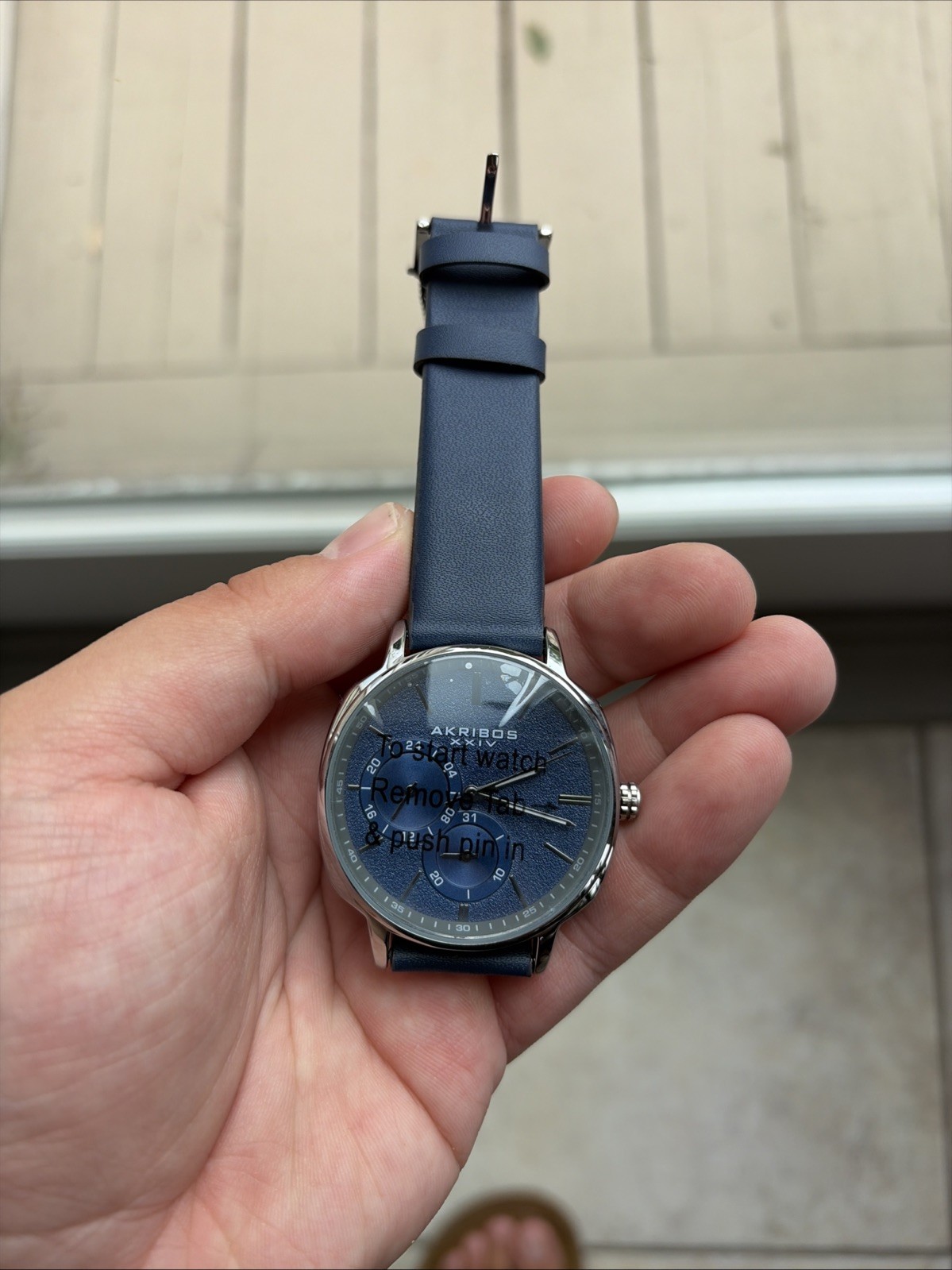 Spring Release Men’s Akribos XXIV AK1022BU Multifunction Blue Leather Watch