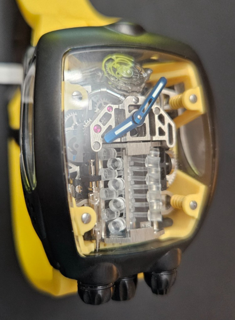 Montres Prestige Engine X Skeleton Dial Automatic Watch 44mm Yellow MPW-0357 NIB