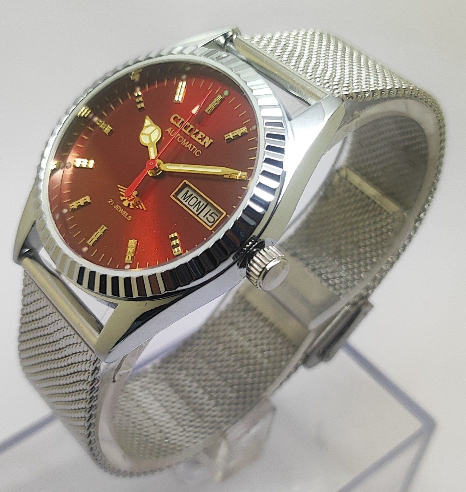 Refurbished Automatic Men’s Watch Day Date | Classic Vintage Style Steel Strap