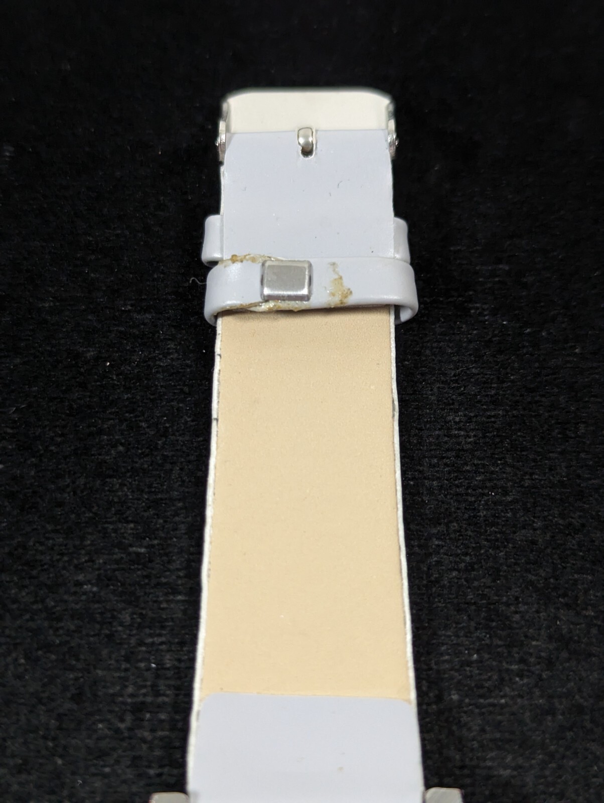 White Dial Round Silver Tone Case Gray Faux Leather Band Watch 8 Inch