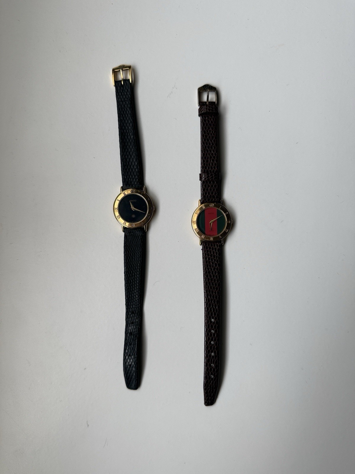 2 Vintage Working Gucci Watch 3000L 25mm Women’s Gold+Black & Brown+Green+Red