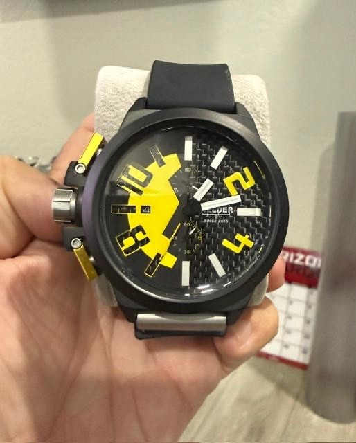 Welder by U-boat K35 Chronograph Yellow/Blk Dial Date Rubber Mens Watch K35-2503