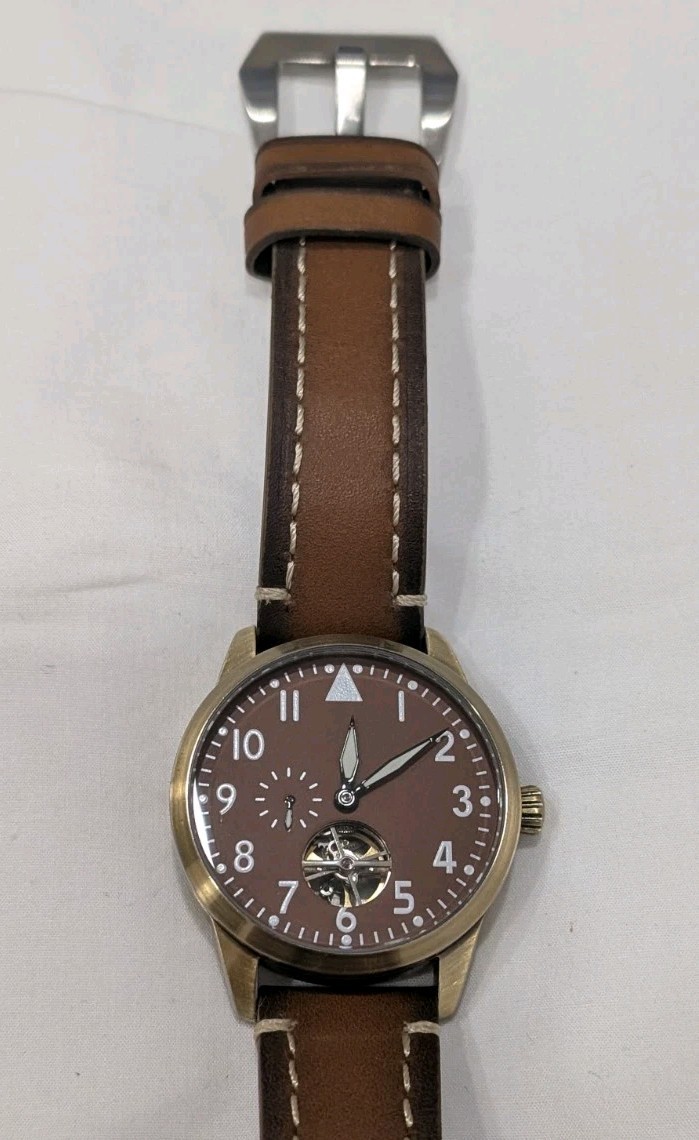 Seagull Automatic Military field watch, Solid brass. Chestnut sterile dial