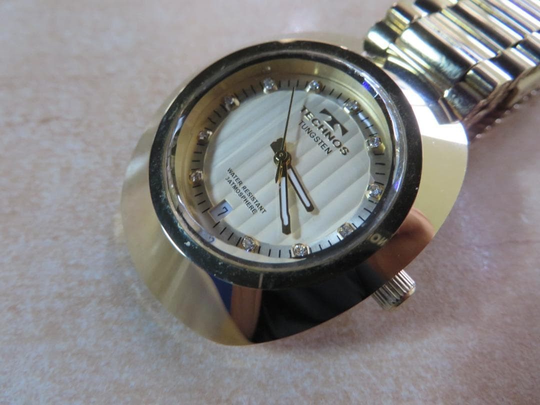 TECHNOS Tungsten T9475 Men’s Wristwatch, Works Well and Condition JAPAN