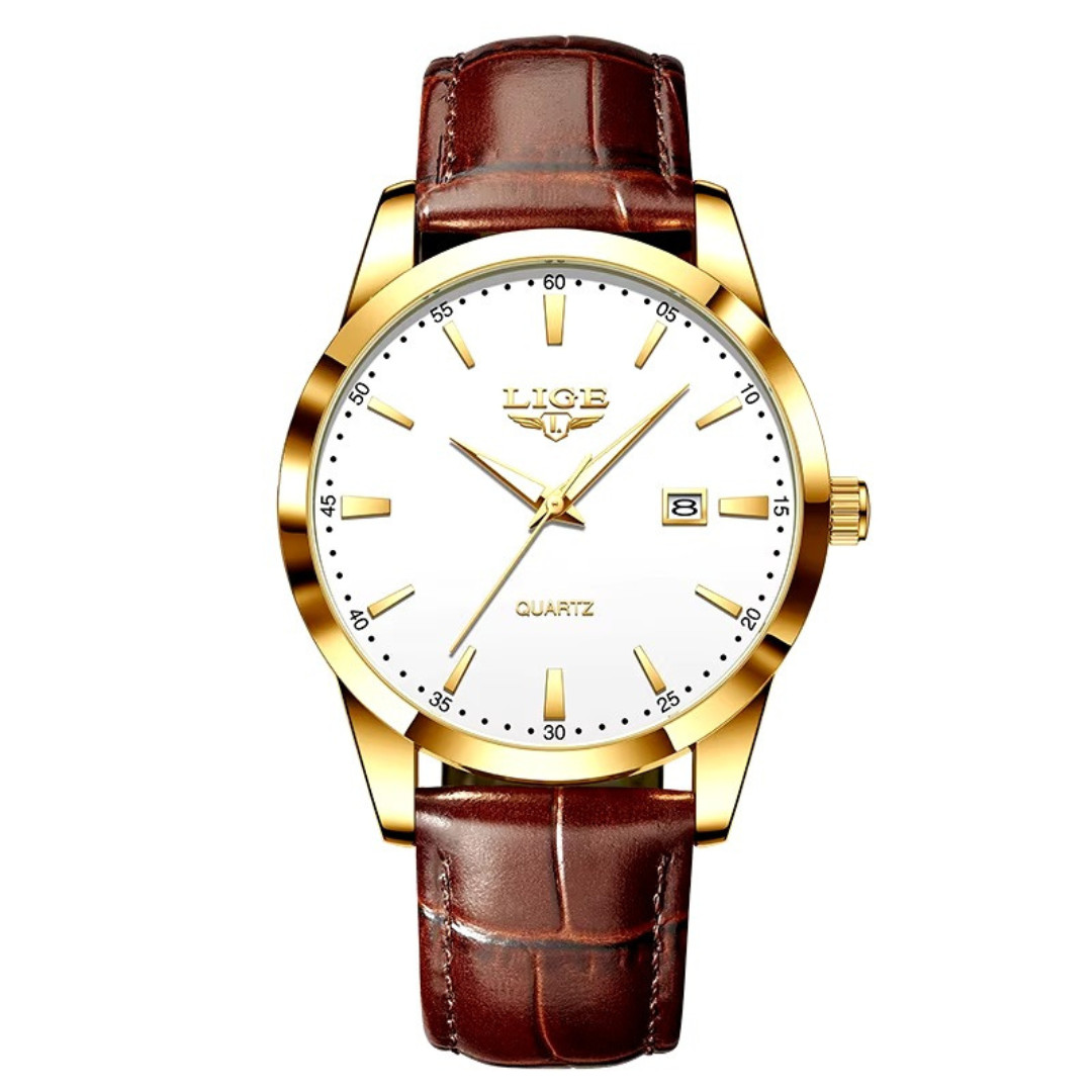 Luxury Men’s Watch Waterproof Quartz Date Luminous Business Leather Wristwatch